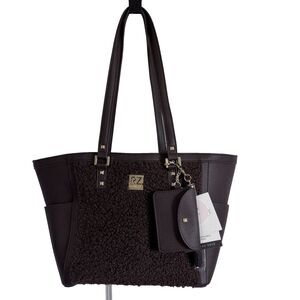 Rachel Zoe Brown Sherpa Tote Bag Everyday Work Laptop Purse Cozy Fall Teddy bag